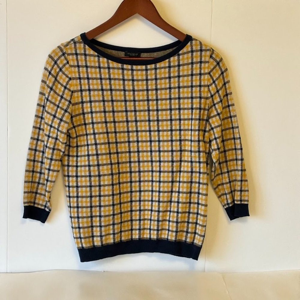 Ann Taylor Plaid Sweater Retro Style Size Small